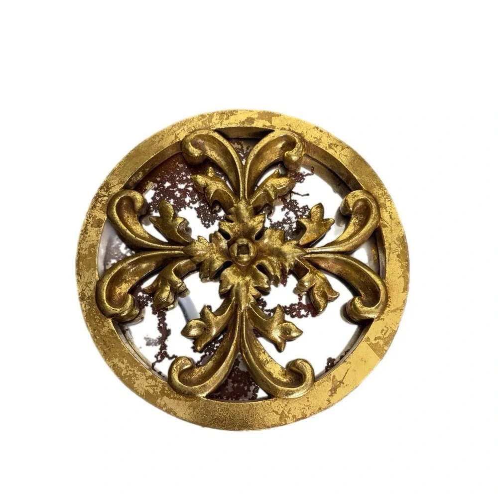 Vintage Gold Tone Medallion Round Mirror Wall Art‎ Hollywood Regency Ornate 10